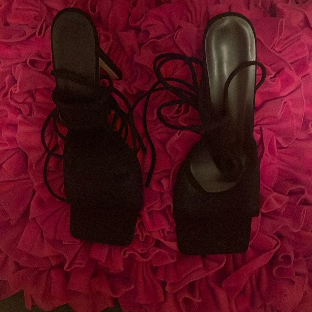Black open toed heels.